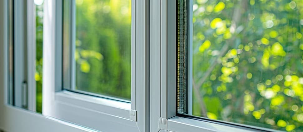 Intérieur d'une maison moderne avec des fenêtres bien éclairées.